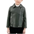 thumbnail image 1 of JSGEK Children's Leather Jackets for Boys and Girls Stylish Lapel Design Comfortable and Warm Long Sleeve Casual Wear Ideal for Fall and Winter Everyday Activities Green 5 Years, 1 of 9