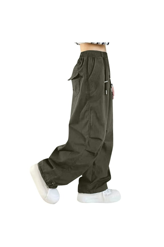 Children's Loose Work Pants with Multiple Pockets Comfortable Flax Fabric Soft Breathable Ideal for Daily Wear Travel Holiday Birthday Party Fashionable Spring Bottoms Green 11 Years