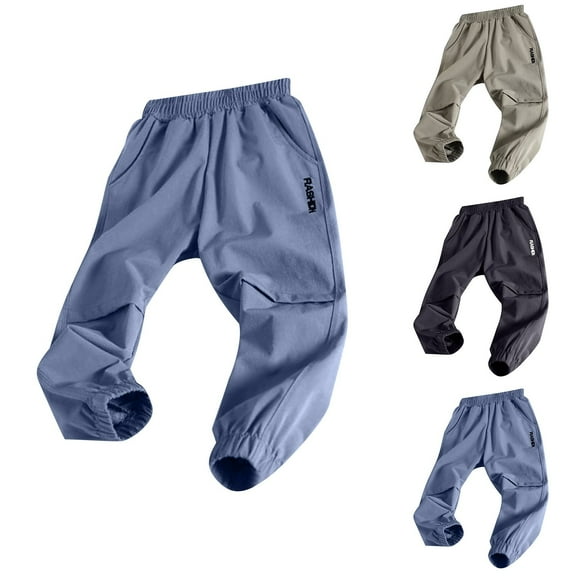 JSGEK Children's Loose Work Pants Spring Mosquito Pants Multi-Pocket Design Soft Breathable Fabric Comfortable for Boys and Girls Casual Travel Everyday Wear Black 100