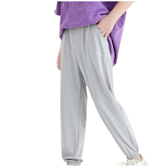JSGEK Children's Mosquito Repellent Pants Lightweight Breathable Quick-Dry Soft Fabric Comfortable Stylish Daily Travel Outdoor Activities Gray 110