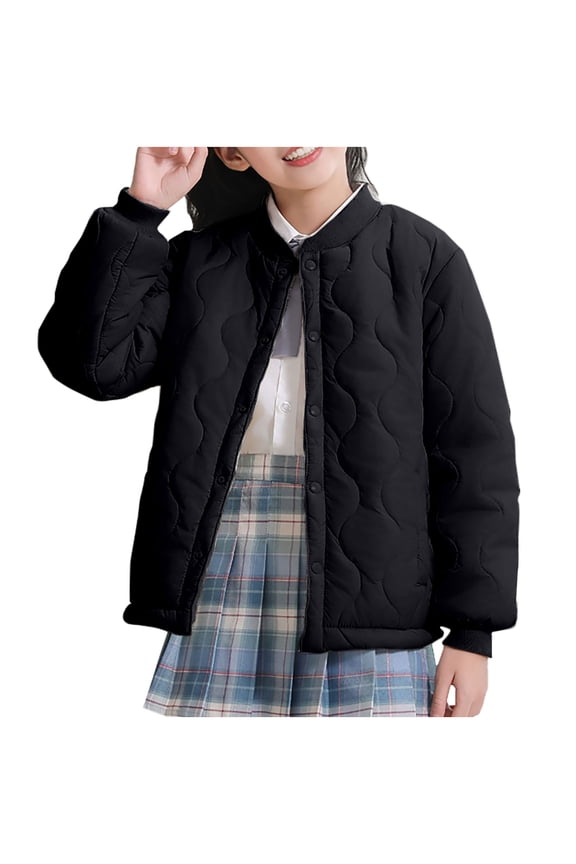 Children's Winter Jacket Fleece Lining Comfortable Soft Breathable Versatile Suitable for Indoor Outdoor Wear Perfect for Daily Life Travel Parties Warm Winter Outerwear Black 11 Years