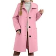 thumbnail image 1 of JSGEK Children's Winter Pea Coat Breasted Lapel Collar Long Sleeve Wool Overcoat With Pockets Soft Fabric Classic Style Versatile for Casual Wear Stylish Outerwear for Kids Pink 12-13Years, 1 of 6