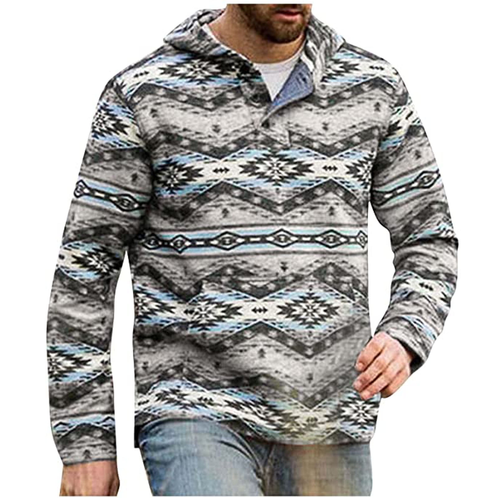 JSGEK Clearance Sweatshirt for Men Casual Stand Collar Pullover Western ...