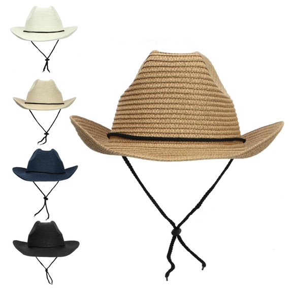 JSGEK Cowboy Hat Ladies' Beach Hat Sun Protection Hat Sun Shading Hat Beige Free Size