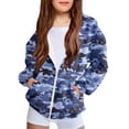 thumbnail image 1 of JSGEK Cute Camouflage Print Long Sleeve Zipper Hoodie Pocket Coat for Kids Casual Wear Comfortable Soft Fabric Fall Winter Fashion Outdoor Activities Blue 7 Years, 1 of 8