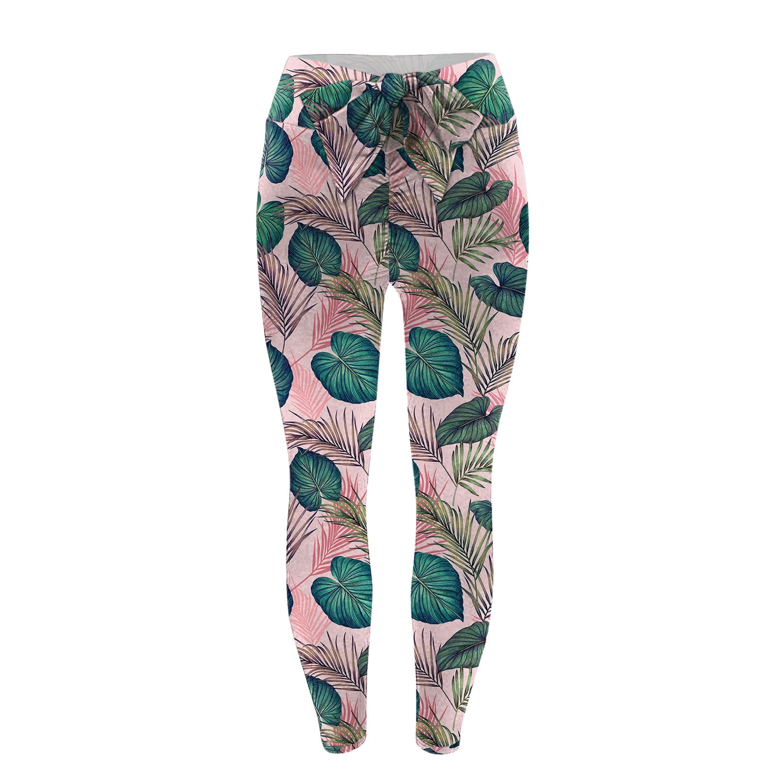 JSGEK Discount Women High Waist Stretch Strethcy Fitness Leggings  Tie-dye/Floral Print Hip Lift Yoga Pants Running Sport Trousers Pink M