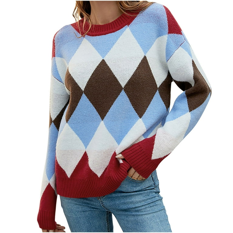 Crew neck argyle clearance