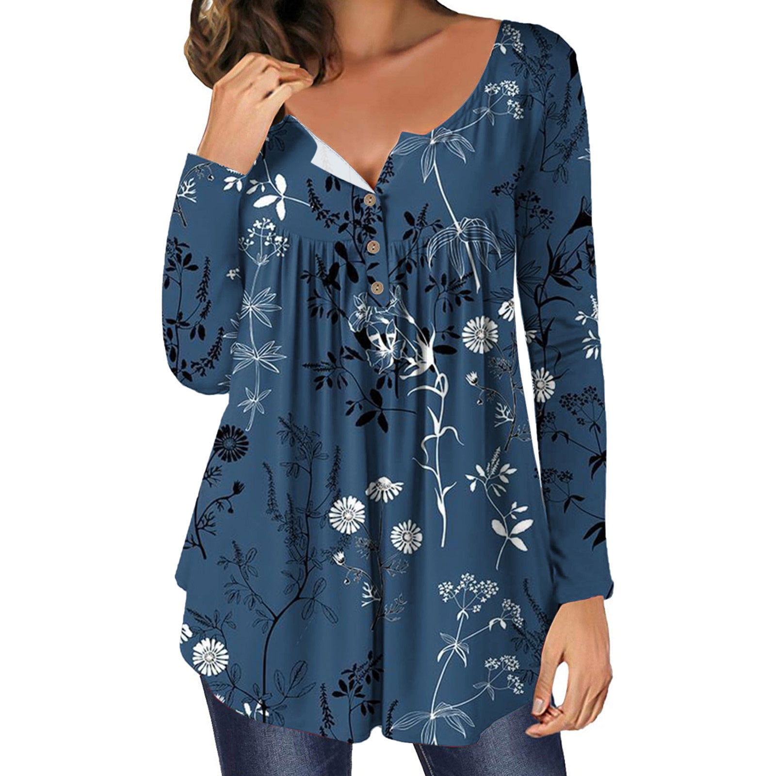 Women's Shirt Floral Print Long Sleeve Button up Casual Blouse Top at   Women’s Clothing store
