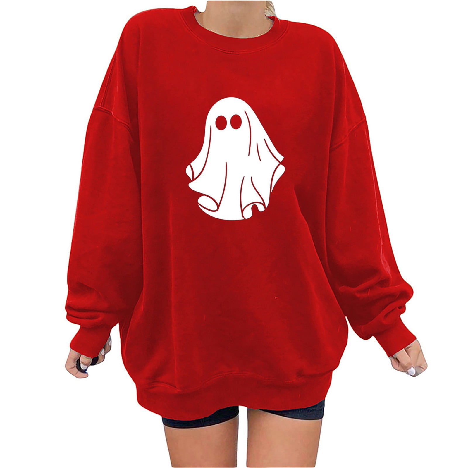  Halloween Sweaters for Women Partial Casual Print Casual Long  Sleeve T Shirt Top (Black, M) : Clothing, Shoes & Jewelry