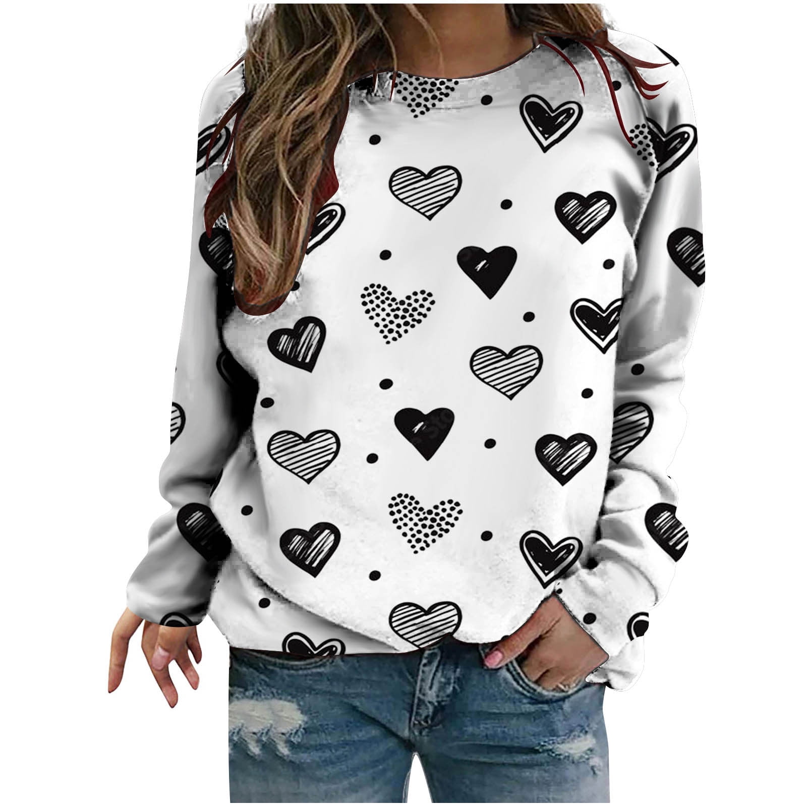 Clearance Womens Sequin Print Long Sleeve Sweatshirts Fashion Raglan  Crewneck Tops Valentine's Day Heart Shirts  Clearance Items Outlet 90