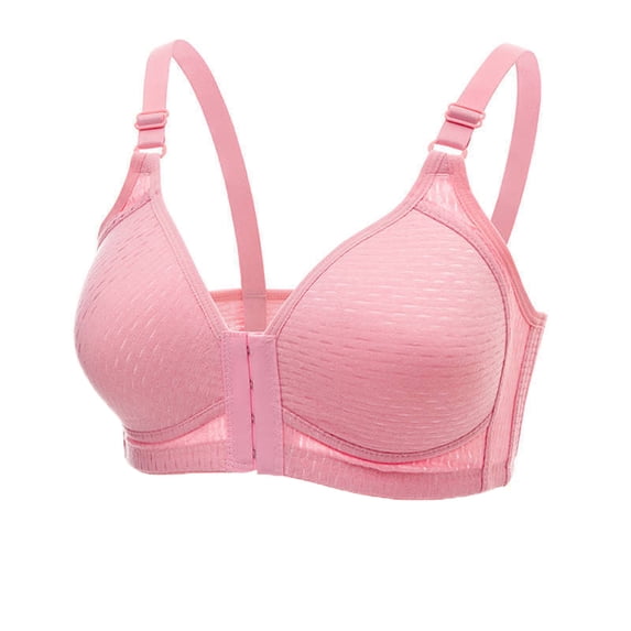 JSGEK Fashion Front Buckels Plunge Clearance Trendy Wirefree Comfort without Steel Ring Lightly Lined Bra for Women Comfortable Breathable Bra Pink XL Bra for Ladies