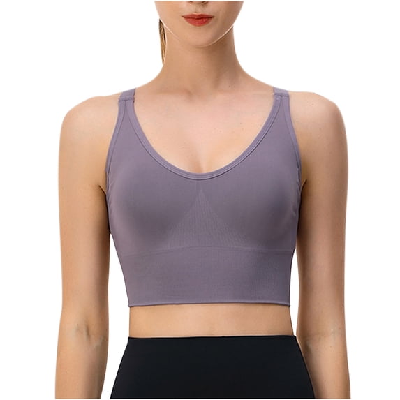 JSGEK Fashion Plunge Everyday Bras Comfort Workout Gym Activewear Bra Gathering Bra Small Cup Underwear Bra Trendy Purple XXL Bra for Ladies