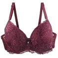 thumbnail image 1 of JSGEK Fashion Seamless Push up Plus Size Bra Everyday Bras Comfort Breathable Trendy Lace Lingerie Wine XL Bra for Ladies, 1 of 4