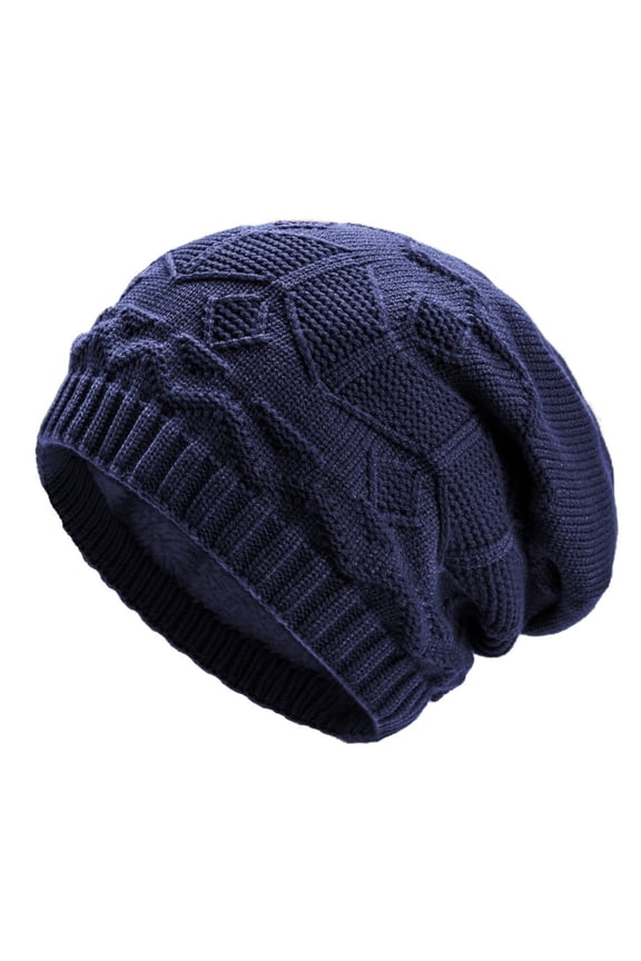 Folding Pile Cap Elastic Yarn Cap Fashionable And Versatile Ear Protection Cold Hat Diamond Shaped Border Hat Children's Hat Blue Free Size