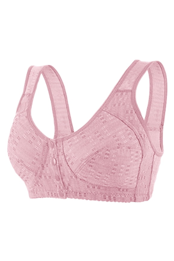 Front Buckel Push up Plunge Trendy Wirefree Comfort Plus Size Bra without Steel Ring Gathering Bra Fashion Pink L Bra for Ladies