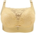 thumbnail image 1 of JSGEK Front Buckels Plus Size Lace Bra Wirefree Comfort without Steel Ring Lightly Lined Bra for Women Trendy Push up Plunge Fashion Yellow L Bra for Ladies, 1 of 3