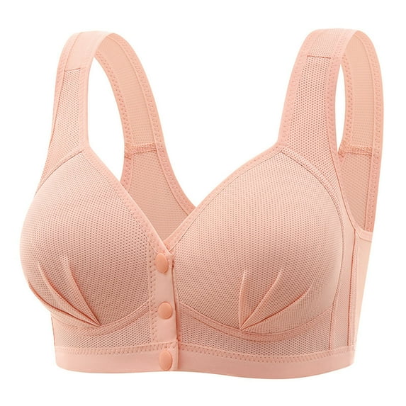JSGEK Front Buckels Push up Plunge Plus Size Bra Wirefree Comfort Clearance without Steel Ring Lightly Lined Bra for Women Fashion Trendy Orange XXL Bra for Ladies