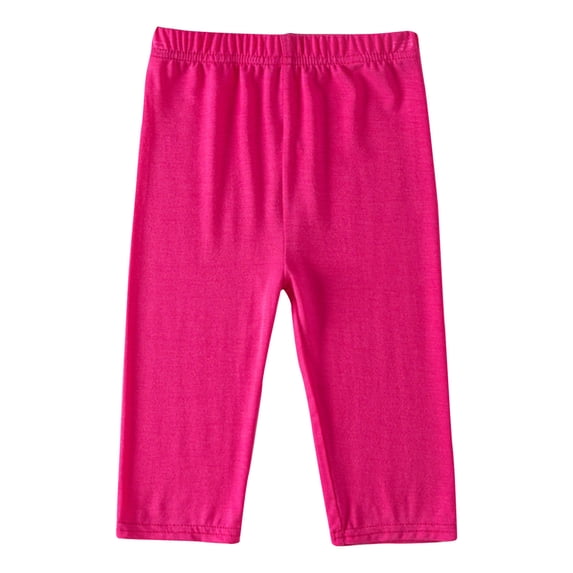 JSGEK Girls' Capri Leggings Stretchy Comfortable Pants High Waist Soft Yoga Running Workout Fitness Cropped Tights Hot Pink 10 Years