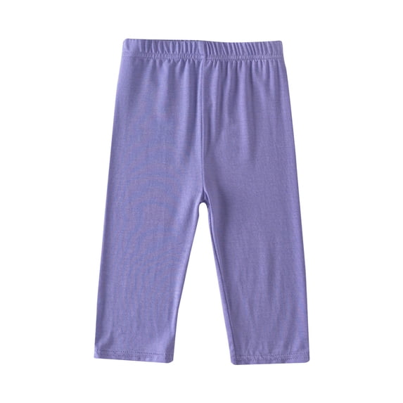 JSGEK Girls' Capri Leggings Stretchy Comfortable Pants High Waist Soft Yoga Running Workout Fitness Cropped Tights Purple 6 Years