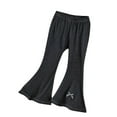 thumbnail image 1 of JSGEK Girls' Flare Pants Wide Leg Trousers Elastic Waist Ribbed Comfortable Bottoms Kids Bell Bottom Trousers Black 8 Years, 1 of 3