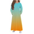 thumbnail image 1 of JSGEK Girls Gradient Color Dresses Long Sleeve Pockets Detail Casual Maxi Dress Everyday Wea Blue 9 Years, 1 of 6