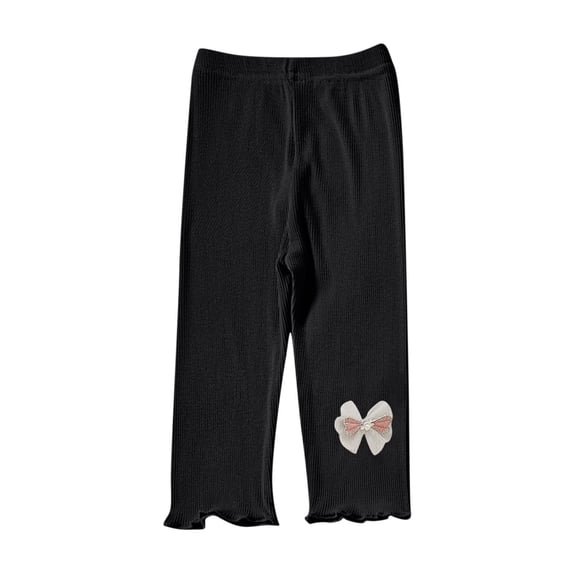 JSGEK Girls Summer Thin Leggings Cropped Pants Comfortable Elastic Waist Breathable Fabric Stylish Lace Design Casual Shorts Ideal for Daily Wear Children's Clothing Black 6 Years