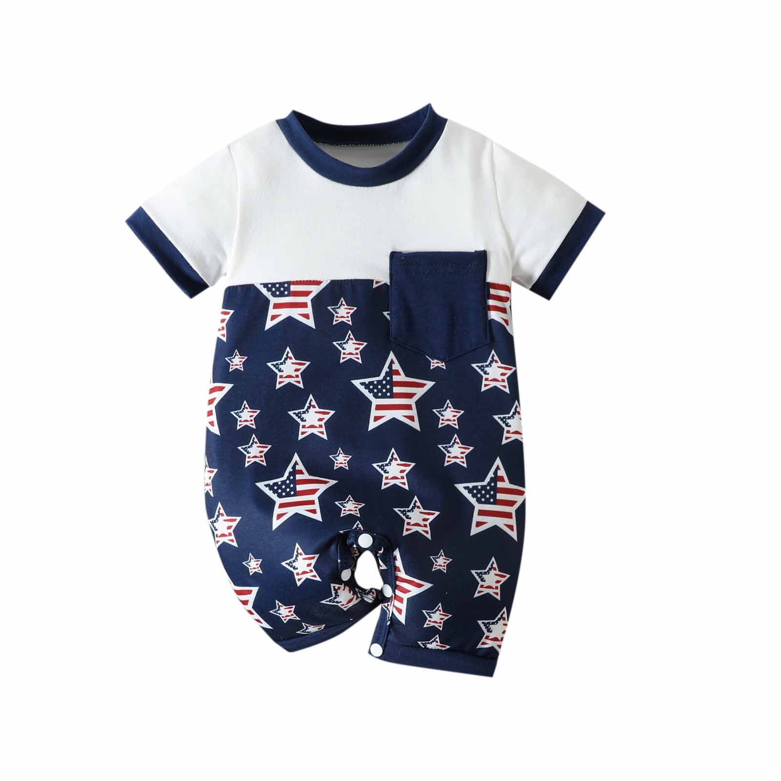 JSGEK Infant Baby Summer Pajamas Sleepers Independence Day Short Sleeve