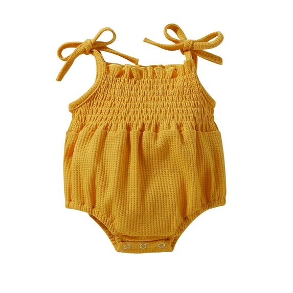 JSGEK Infant Baby Summer Regular Fit Short Sleeve Romper Comfort Newborn Jumpsuit Bodysuit Toddle One Pieces Outfit Pajamas Sleepers Soft Yellow