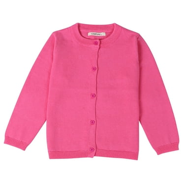 JSGEK Kids Cardigan Sweater Long Sleeve Button Up Knitwear Tops for Girls Boys Toddler Infant Baby Hot Pink 5 Years