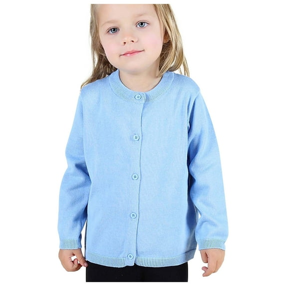 JSGEK Kids Cardigan Sweater Long Sleeve Button Up Knitwear Tops for Girls Boys Toddler Infant Baby Light blue 12-18 Months