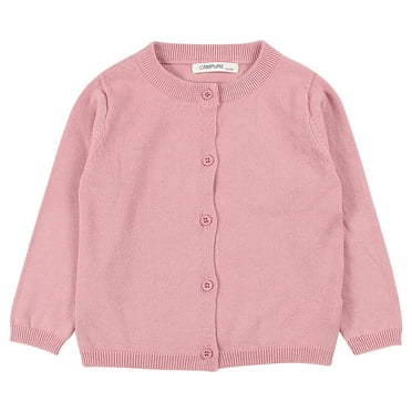 JSGEK Kids Cardigan Sweater Long Sleeve Button Up Knitwear Tops for Girls Boys Toddler Infant Baby Pink 18-24 Months