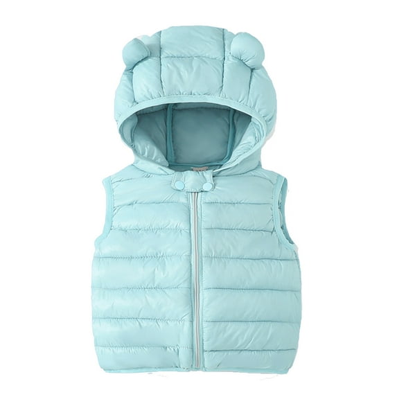 JSGEK Kids Puffer Vest Lightweight Winter Coat Gilet for Toddler Boys and Girls Sleeveless Hooded Casual Outwear Jackets Green,4 Years