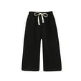 thumbnail image 1 of JSGEK Kids' Ribbed Corduroy Pants Wide Leg Drawstring Trousers for Boys Girls Toddler Baby Clothes Black 130, 1 of 5