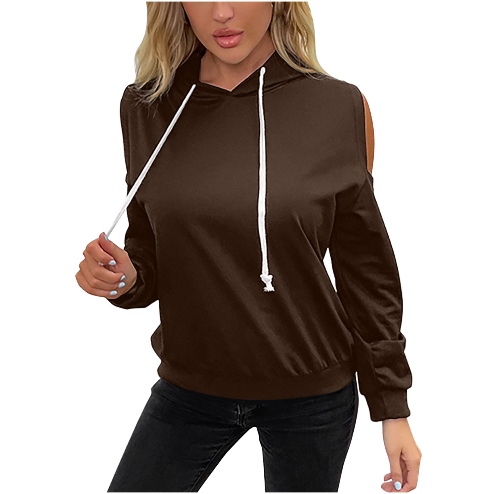 Cut out shoulder clearance hoodie