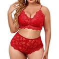 thumbnail image 1 of JSGEK Lace Bralettes for Women V Neck Camisoles Adjustable Strap Bra Lace Tops Crop Set Red XXXXL, 1 of 3