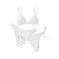 thumbnail image 1 of JSGEK Ladies Bikini Bathing Suit 3 Piece Ruched Padded Cups Perfect For Beach And Pool Use Premium Premium White M, 1 of 5