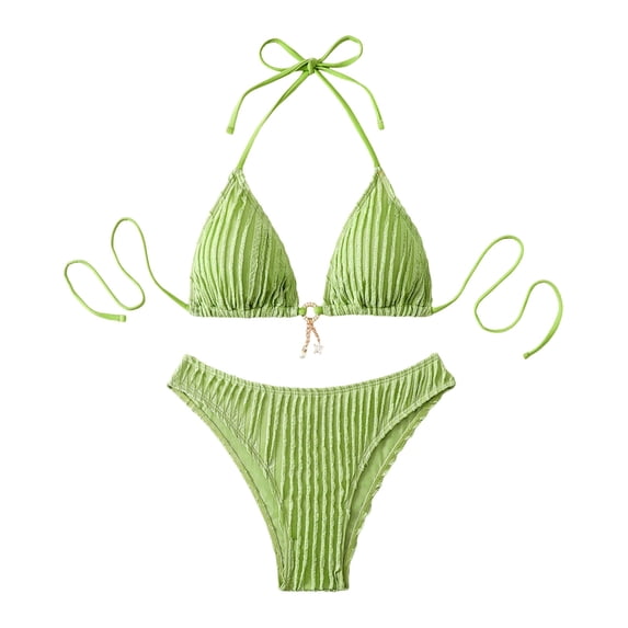 JSGEK Ladies Bikini Bathing Suit Bandeau Padded Cups 2 Piece Comfortable Swimwear For All Occasions Premium Green M