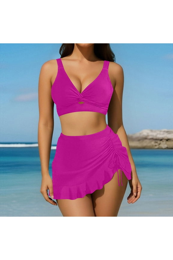 Ladies Bikini Bathing Suit High Waist Off Shoulder Soft Material For Summer Swimming Activities Premium Pink L