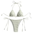 thumbnail image 1 of JSGEK Ladies Bikini Bathing Suit Padded Cups 3 Piece Ruched For Summer Swimming Activities Premium Premium Beige S, 1 of 7