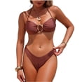 thumbnail image 1 of JSGEK Ladies Bikini Bathing Suit Spaghetti Strap Padded Cups Bandeau Fashionable Swimming Suit For Ladies Premium Brown M, 1 of 7