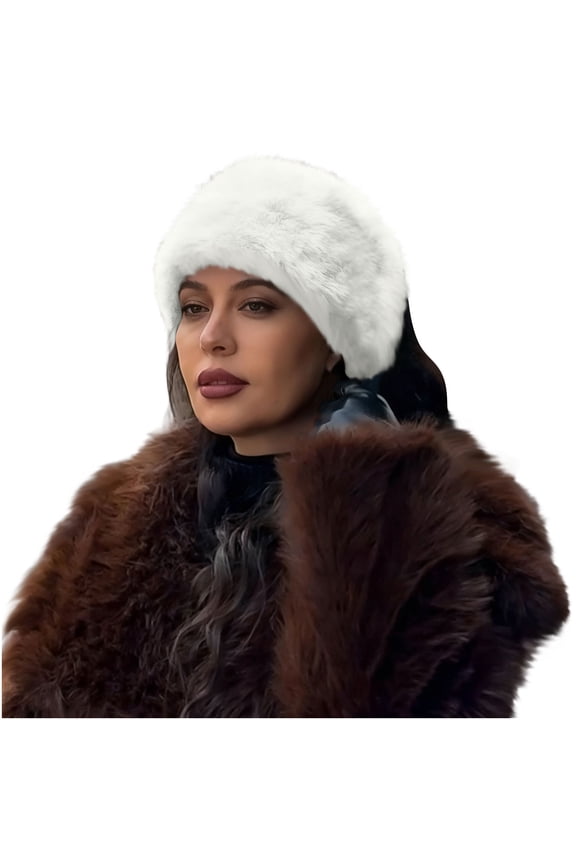 Ladies' Fashion Winter Headband Warm Hat Imitation Headset Hat White Free Size