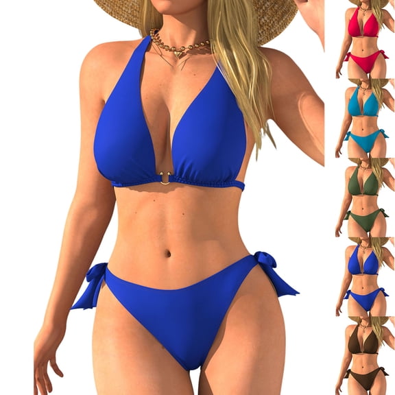 JSGEK Ladies Two Piece Bathing Suit Cut Out UV Protection Tropical Travel Stylish Bathing Suit For Women Premium Green L