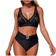 thumbnail image 1 of JSGEK Ladies Two Piece Bathing Suit Pleated Modest Fit Pool Swimming Comfortable Swimwear For All Occasions Black S, 1 of 9