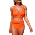 thumbnail image 1 of JSGEK Ladies Two Piece Bathing Suit Pleated Modest Fit Pool Swimming Comfortable Swimwear For All Occasions Orange S, 1 of 8