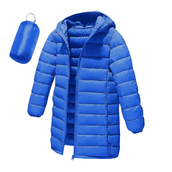 JSGEK Lightweight Down Jackets for Boys and Girls Hooded Design Long Sleeve Comfortable Winter Outerwear Casual Daily Wear Family Events Kids Clothing Blue 4 Years