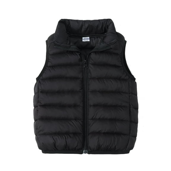JSGEK Lightweight Winter Gilet Coat for Toddler Boys and Girls Sleeveless Hoodless Casual Outwear Jackets Kids Puffer Vest Black,4 Years