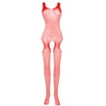 thumbnail image 1 of JSGEK Lingerie Fishnet Bodysuit for Womens Bodystockings Open Crotch Fishnet Full Body Red Free Size, 1 of 2