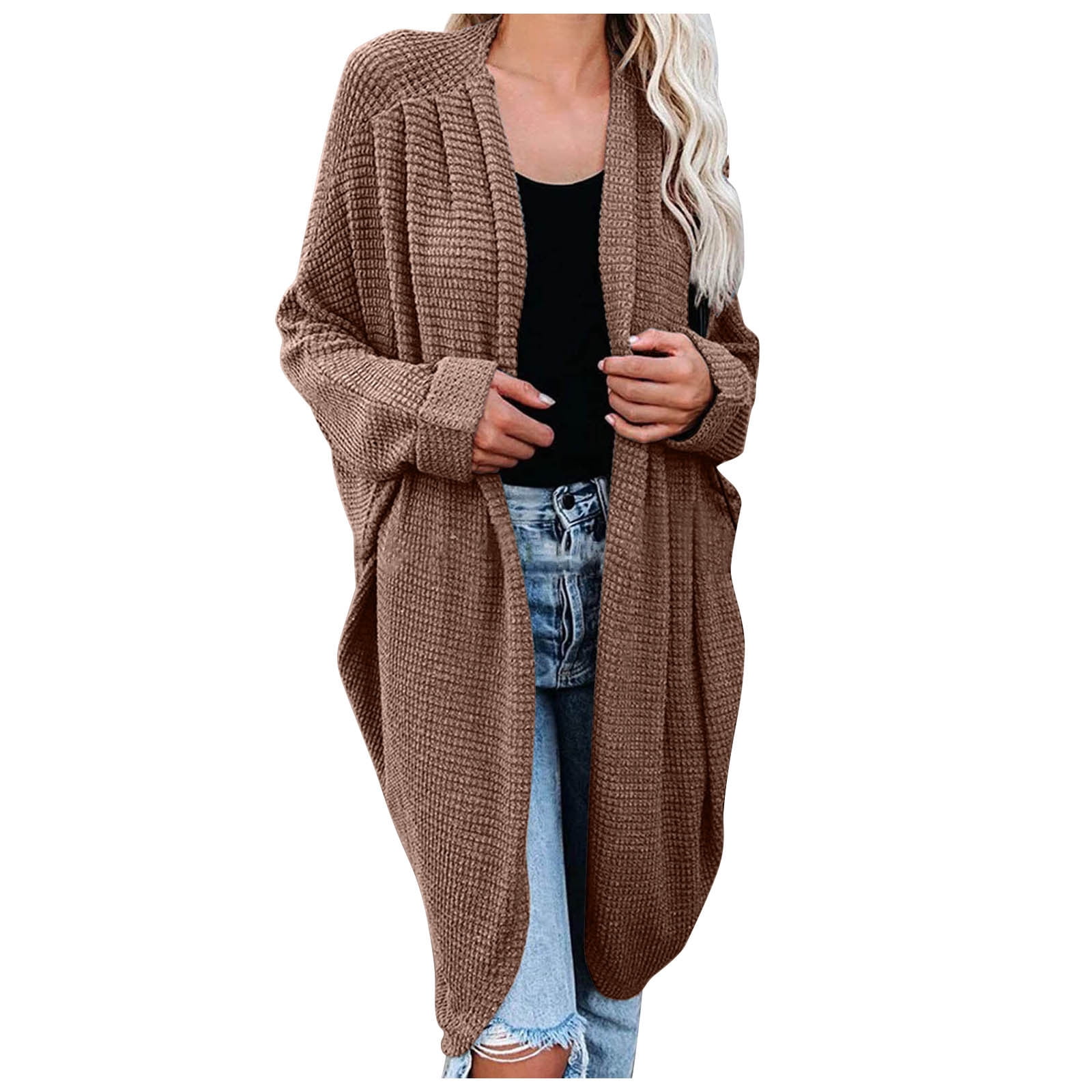 JSGEK Long Autumn Long Sweater Loose Shirt Color Women Discount V-Neck Tops Knitting Cardigan Sleeve Casual Fashion Solid Blouse
