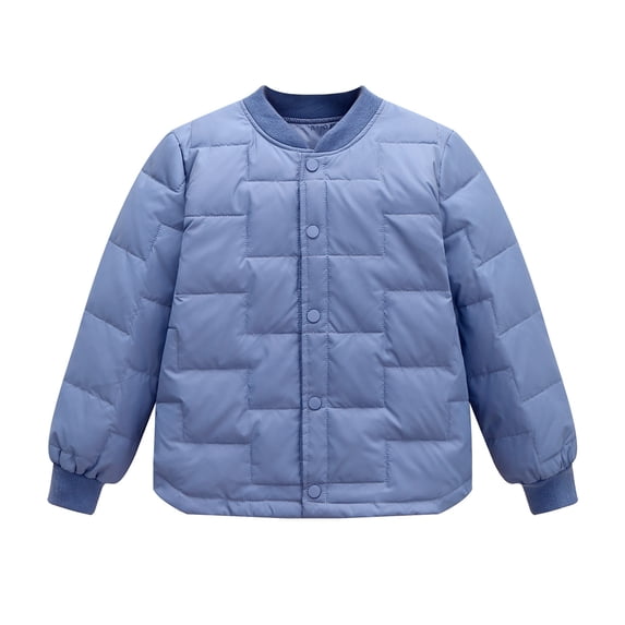 JSGEK Long Sleeve Outwear Quilted Clothes Solid Color Toddler Baby Girls Puffer Jacket Clearance Casual Soft Comfy Fall Warm Coat for Kids Cute Kids Button Down Coat Blue,4 Years