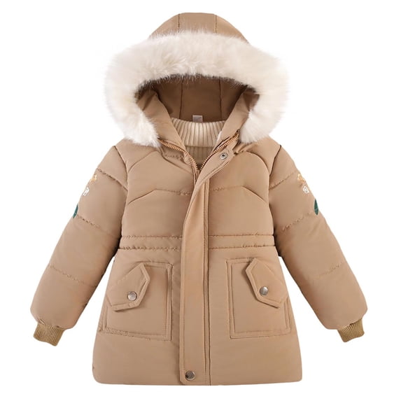 JSGEK Long-sleeved Warm Hooded Zipper Jacket Soft Comfortable Material Stylish Casual Look with Pockets Suitable for Daily Wear Outdoor Activities Fashionable Kids Outerwear Yellow 6 Years
